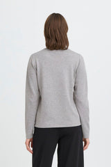 casual grey crew top, womens grey everyday shirt, minimalist grey pullover