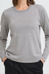 grey long sleeve pullover, soft heather grey top women
