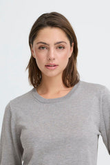 neutral grey knitwear, lightweight grey layering top