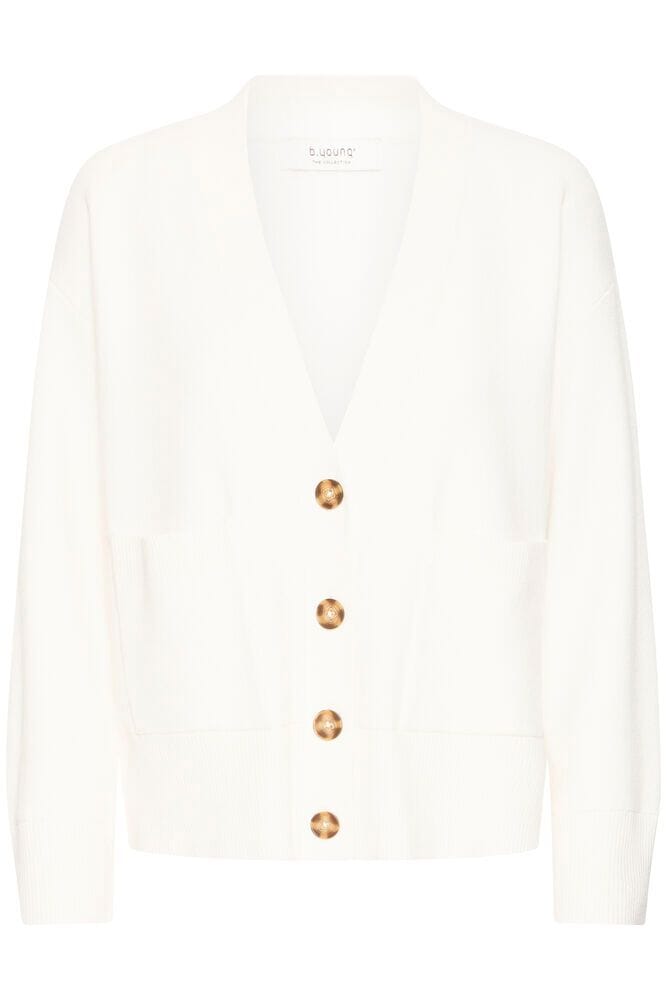 WHITE CARDIGAN WITH TORTOISE SHELL BUTTONS Cardigan B YOUNG 
