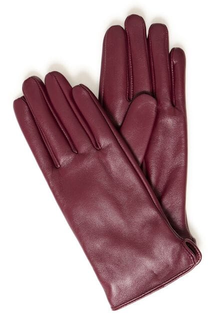 burgundy leather gloves outfit