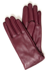 burgundy leather gloves outfit
