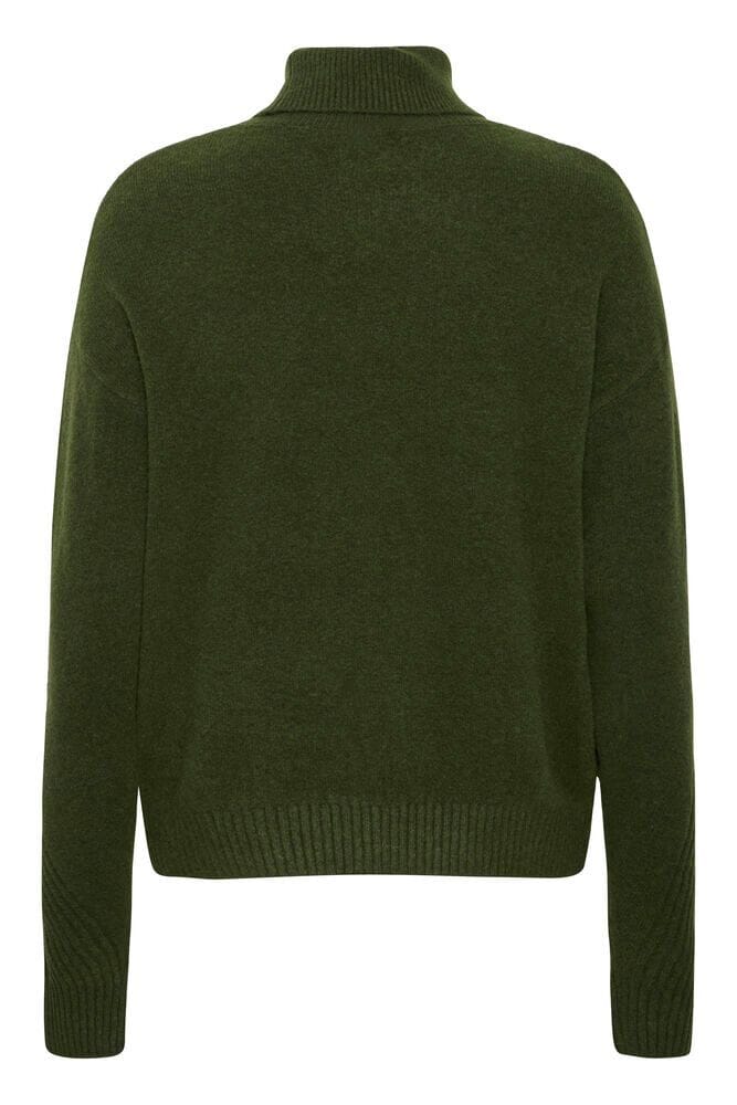 green turtleneck sweater