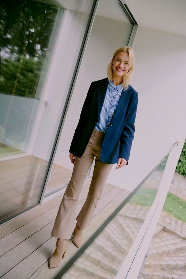 classic navy office blazer, one button navy blazer