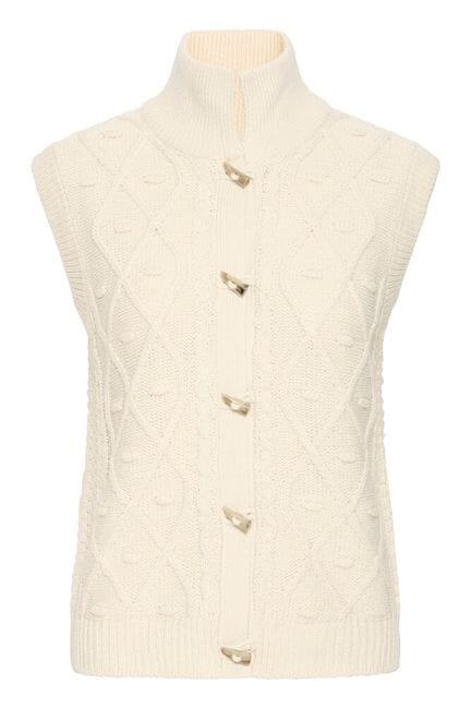 sleeveless ivory knit top