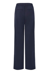 versatile navy dress pants, polished wide leg silhouette