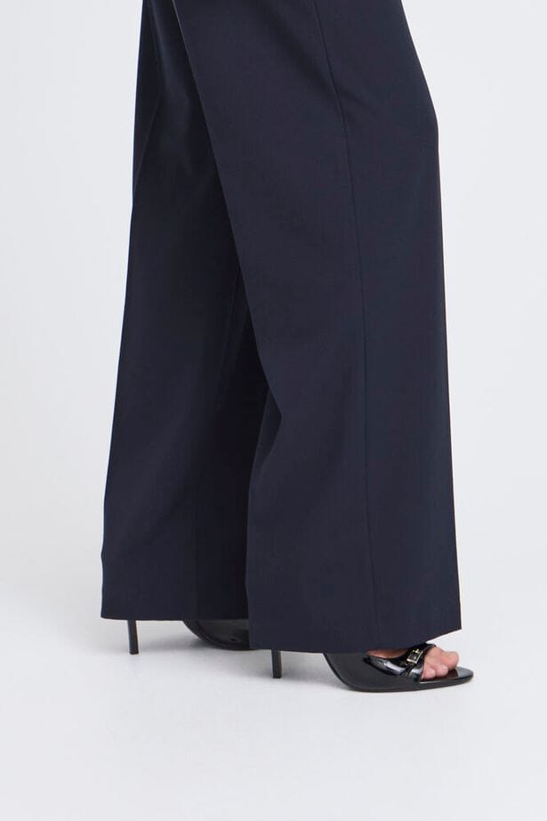 refined navy pant for women, versatile navy work slacks