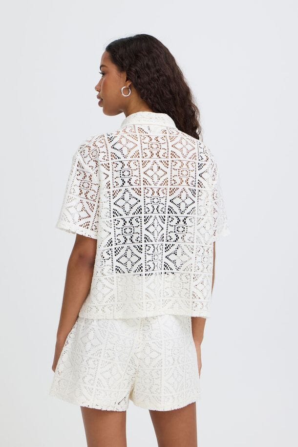white summer blouse women, matching set knit top, polished casual top women, airy knit shirt women