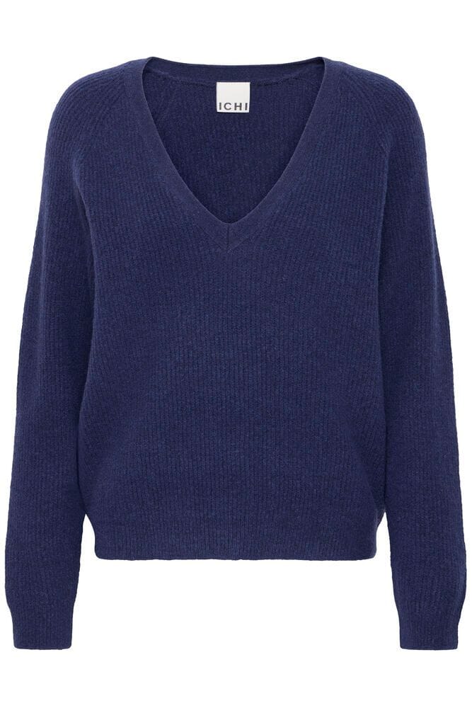 womens v neck pullover, cozy navy knitwear