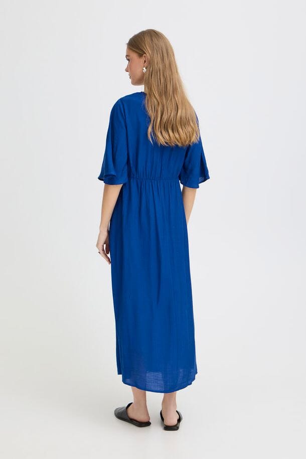 bold blue summer dress women, blue wedding guest dress women, feminine blue midi dress, blue vacation dress women, blue party dress women midi