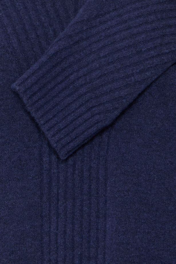 navy chunky turtleneck sweater, dark blue cozy knit top