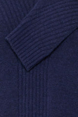 navy chunky turtleneck sweater, dark blue cozy knit top