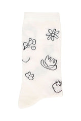 minimalist illustrated socks, soft crew socks