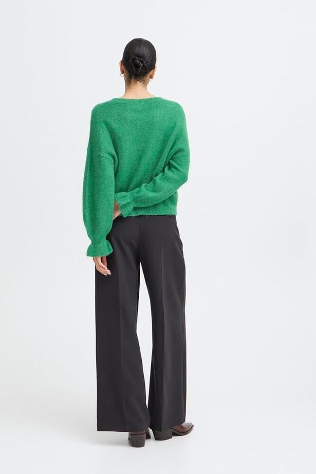 green knit sweater women, wool blend green sweater