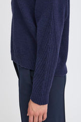 relaxed fit navy sweater, navy ribbed knit turtleneck