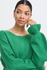 green sweater layering piece, modern green knit top, green sweater minimalist style