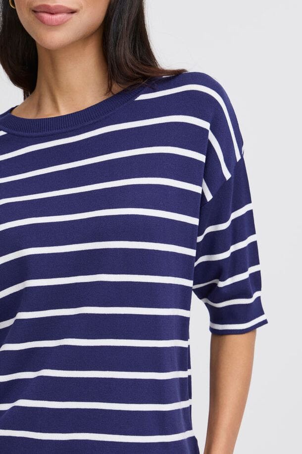 chic stripe top women, versatile knit shirt women, timeless stripe tee women