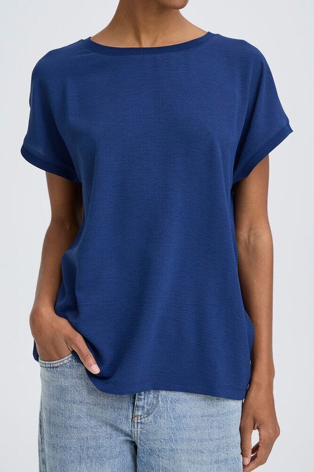 minimalist navy t shirt, women dark blue tee