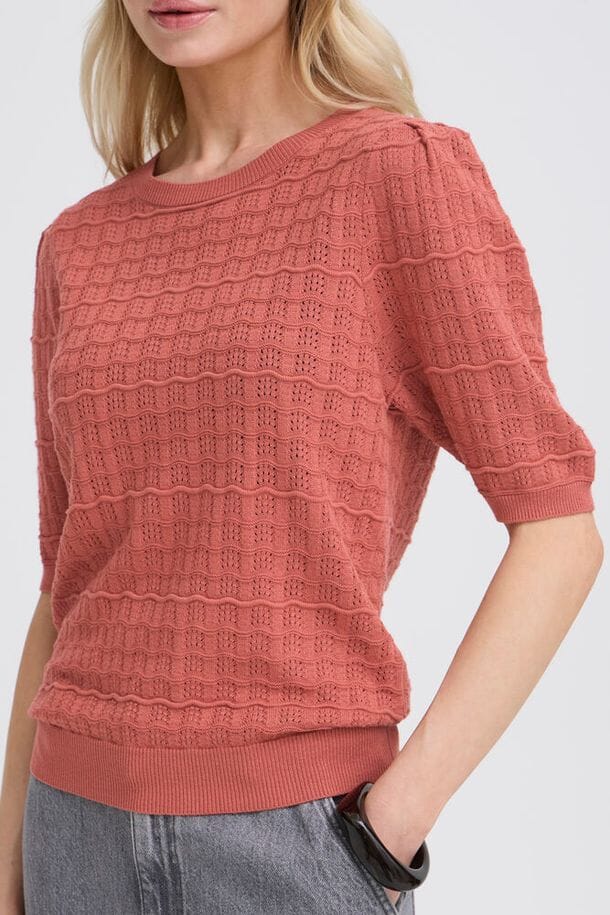 women's lightweight sweater pink, chic pink knit top women, breathable knit top women pink