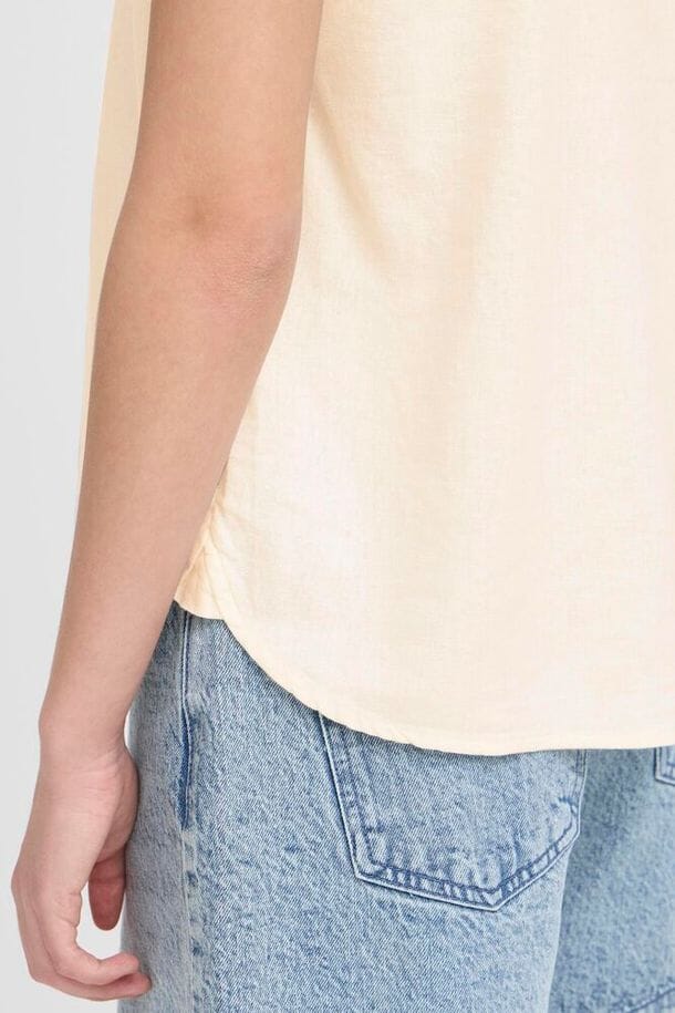 Cream Linen V Neck Top for Women | Relaxed Lightweight Summer