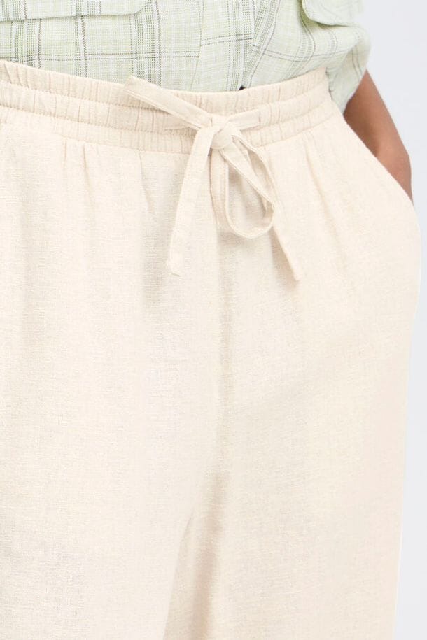 chic neutral wide leg pants women, comfortable summer linen pants women, linen capsule wardrobe pants cream, polished casual linen pants women