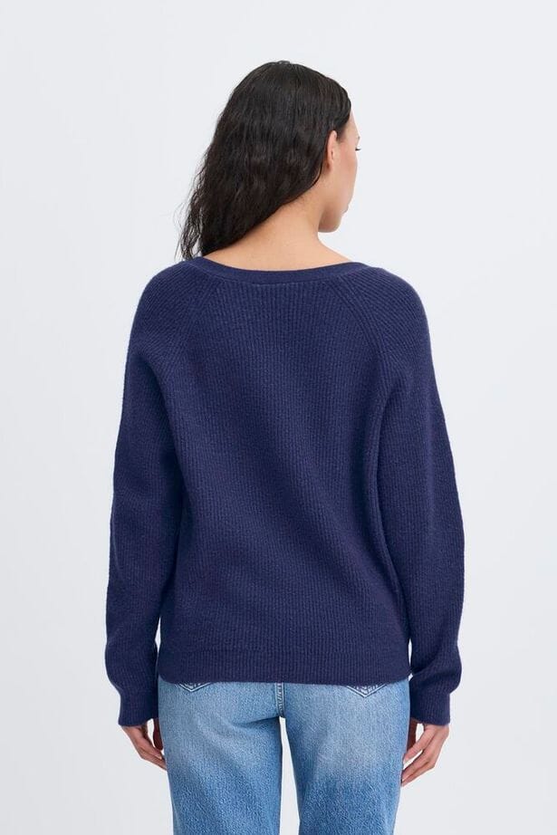 navy blue winter sweater, everyday v neck knit
