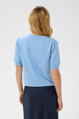 women soft touch sweater blue, layering knit top light blue, modern blue pullover women