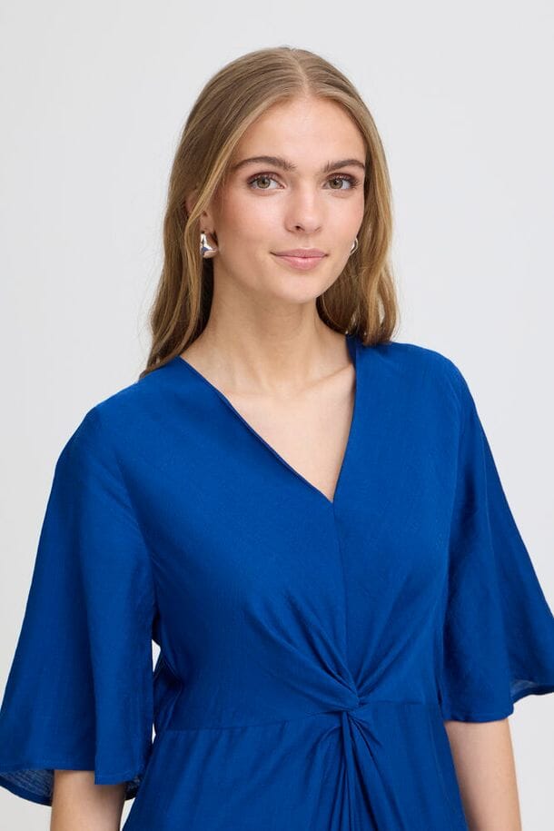 cobalt blue midi dress women, lightweight blue midi dress women, blue date night dress women