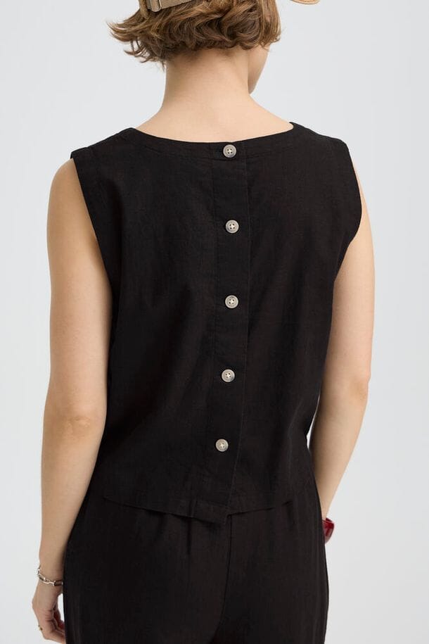 timeless black linen clothing women, everyday linen tank top black