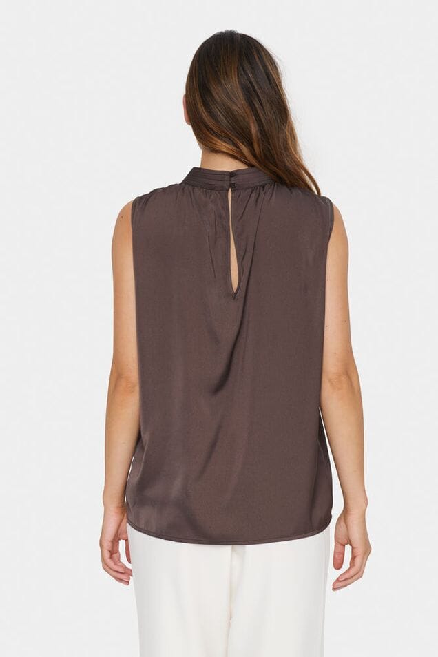 silky sleeveless blouse, modern satin blouse women, lightweight satin top