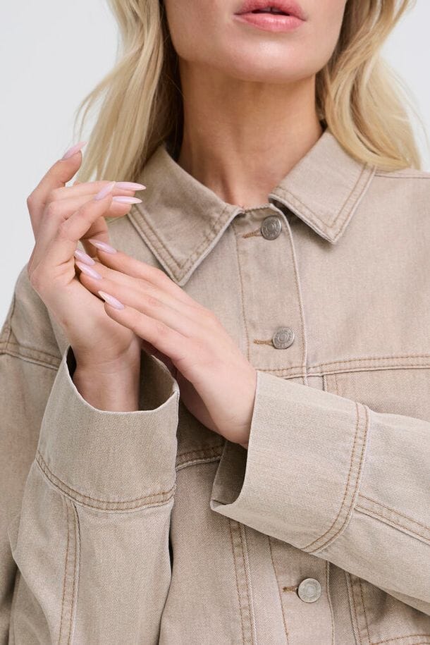 women's beige denim outerwear, relaxed fit denim jacket women beige