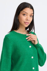 women green button cardigan, cozy green knit sweater