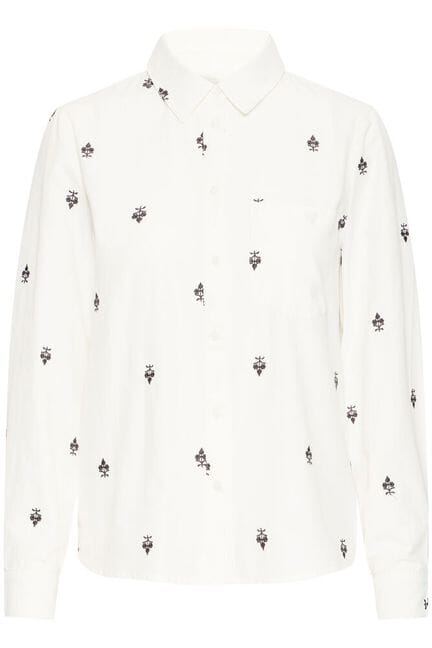 white shirt with embroidery, versatile cotton blend blouse