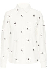 white shirt with embroidery, versatile cotton blend blouse