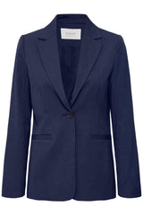 structured navy layering piece, versatile navy workwear