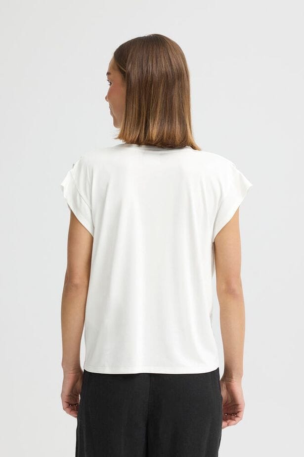 white crew neck blouse, white transitional top women