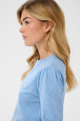  everyday knit pullover women, pastel blue sweater top, minimalist light blue knit sweater