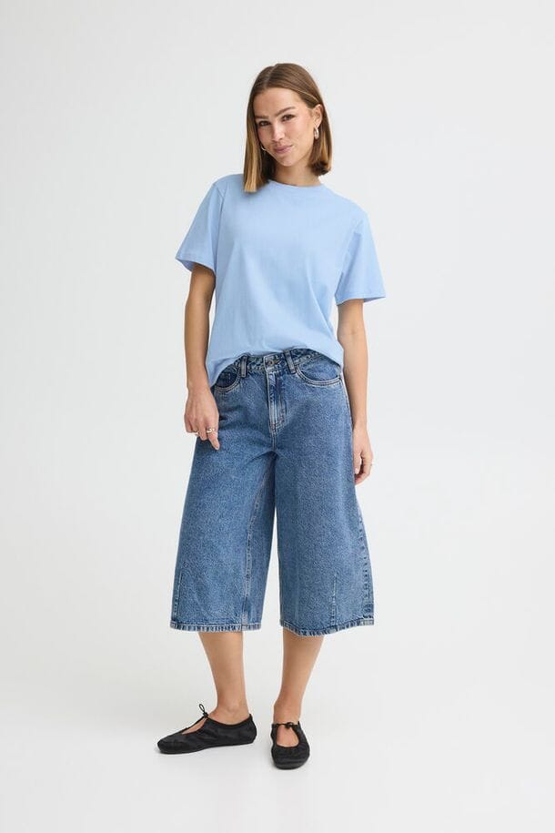 casual blue top women, minimalist t shirt women, short sleeve loose tee women, soft blue shirt women, breathable cotton tee women