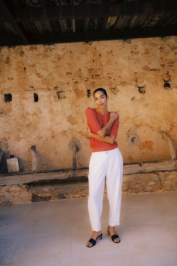 women's pink knit blouse, lightweight pink knit sweater women, rose textured sweater top women