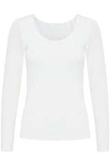 smoothing stretch top for women, basic white long sleeve outfit