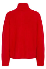  lightweight zip front knit, bright red everyday sweater