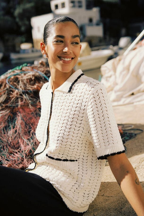 women's collared knit sweater top, lightweight knit cardigan top women, neutral knit button down women