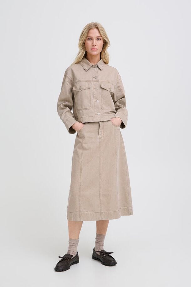 everyday denim jacket women beige, women's classic denim jacket beige