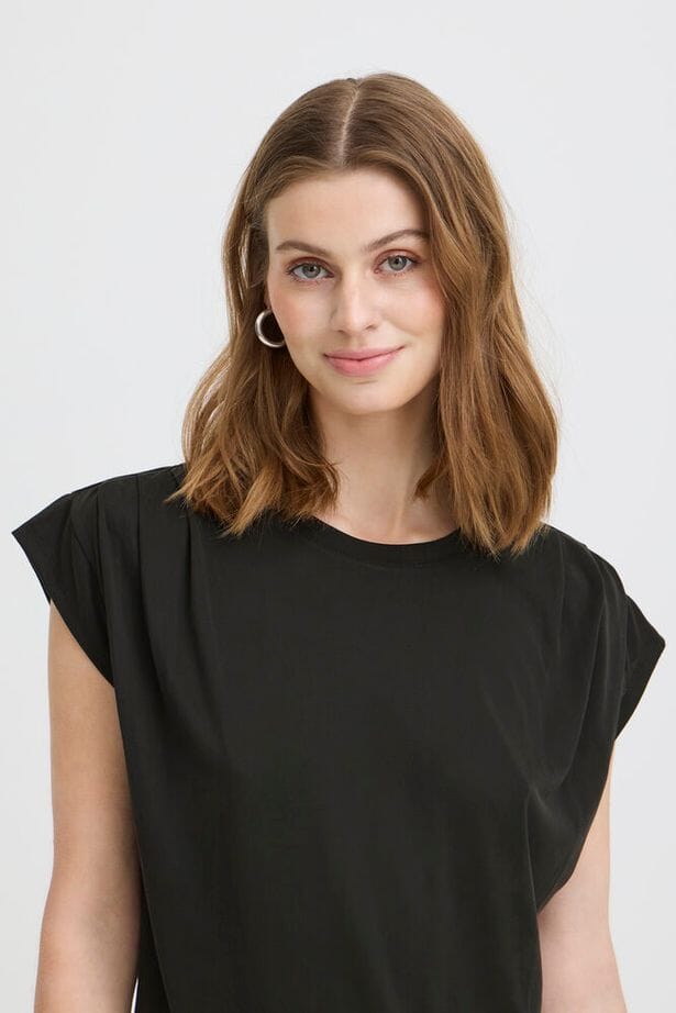 soft black drape blouse, women black modern basic, black business casual blouse, black lightweight top women, black polished casual outfit