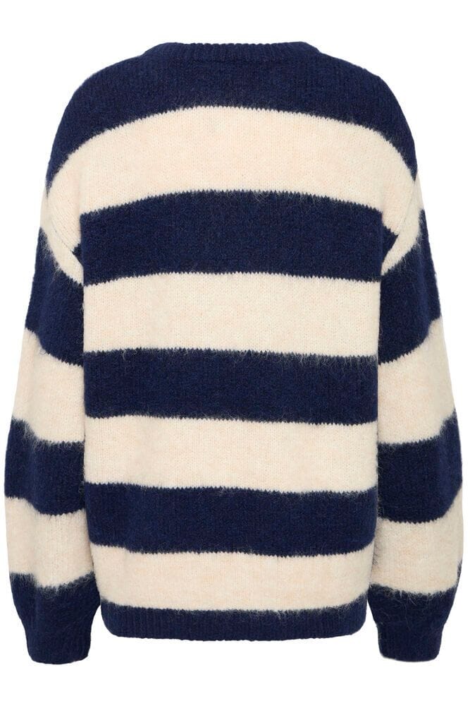 soft oversized stripe sweater, warm fuzzy winter sweater