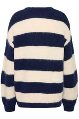 soft oversized stripe sweater, warm fuzzy winter sweater