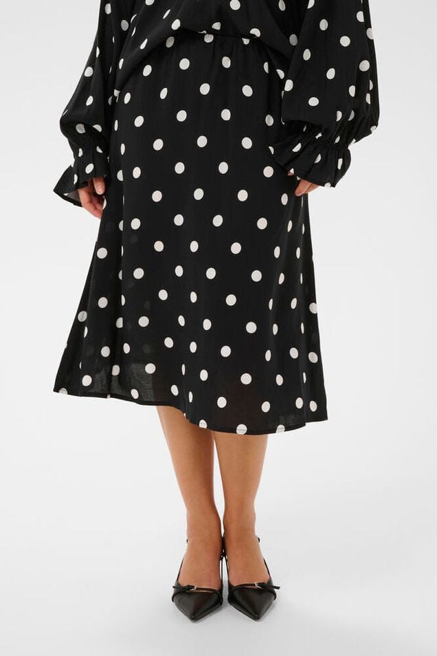 polka dot midi skirt, black white polka dot skirt, midi polka dot skirt women, everyday polka dot skirt