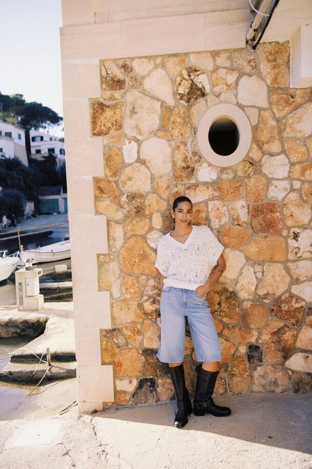 casual knit v neck top women, textured knit sweater women, women's loose fit knit top