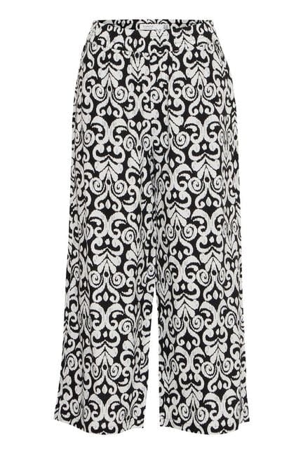 minimalist print pants, trendy wide leg crop, graphic black and white outfit