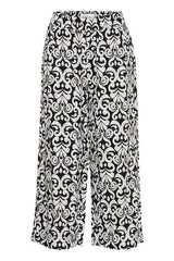 minimalist print pants, trendy wide leg crop, graphic black and white outfit
